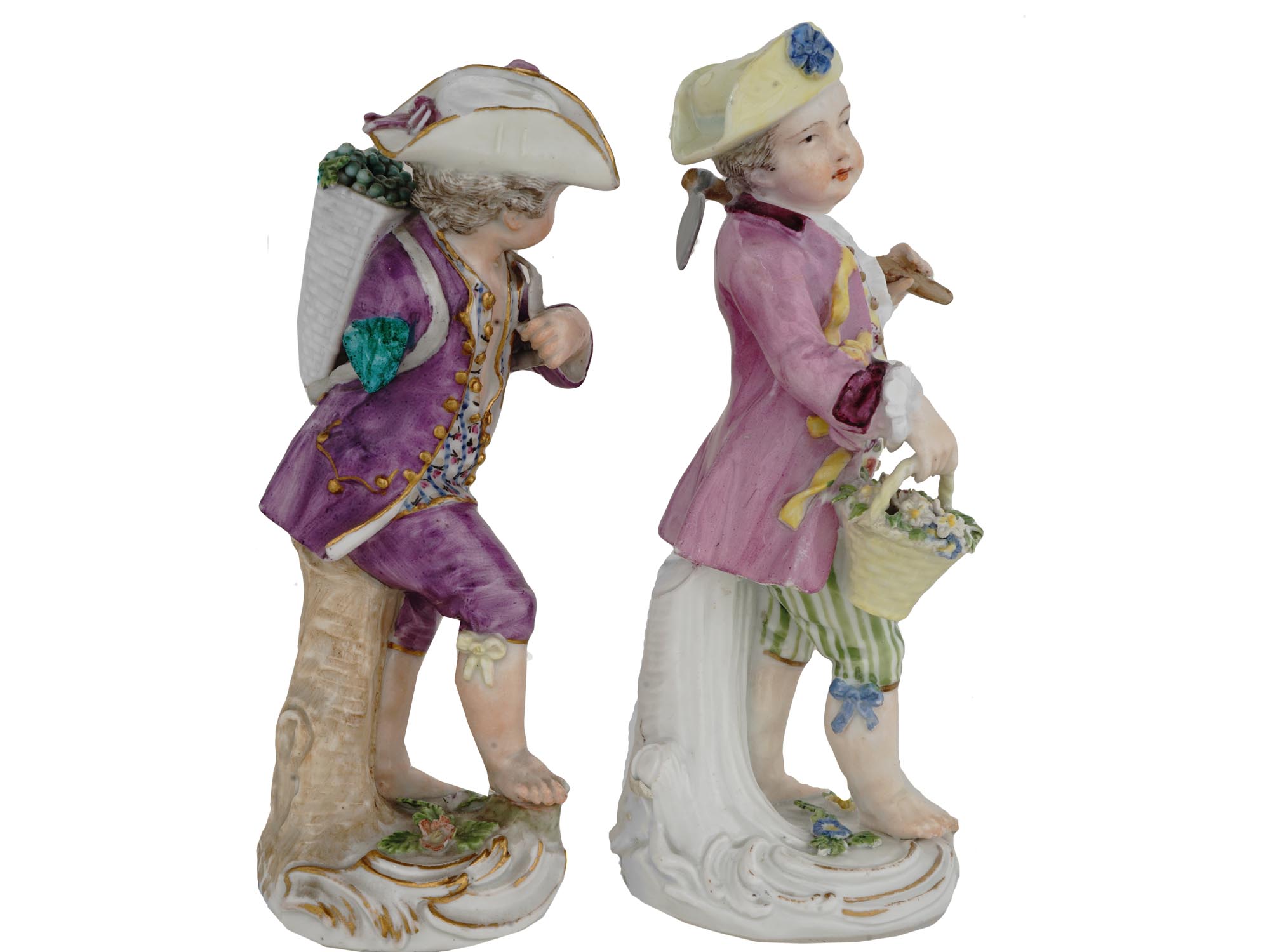 TWO ANTIQUE 18TH CENT MEISSEN PORCELAIN FIGURINES PIC-3